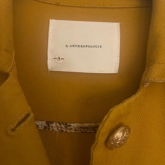 Anthropologie. NORA flounce sleeve trucker cropped jacket in mustard yellow - Picture 5 of 10